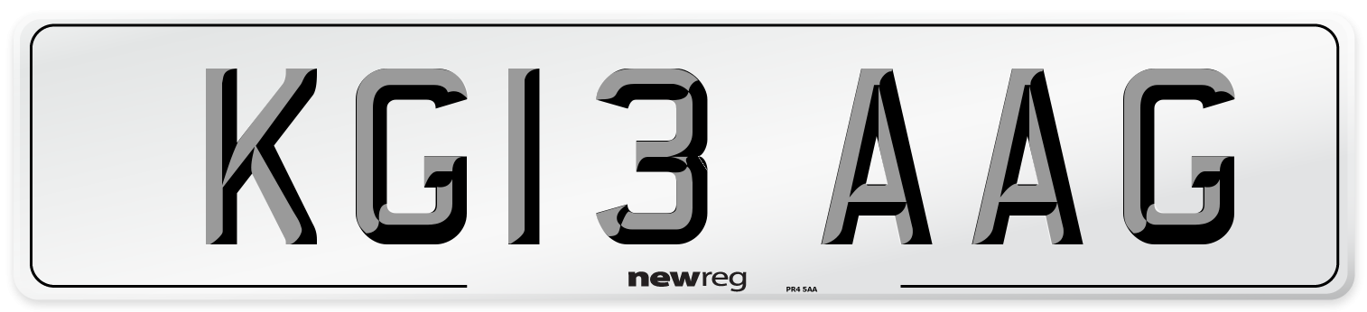 KG13 AAG Number Plate from New Reg